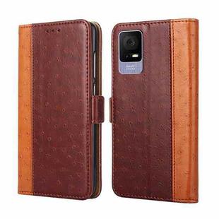 For TCL 405 / 406 / 408 Ostrich Texture Horizontal Flip Leather Phone Case(Brown)