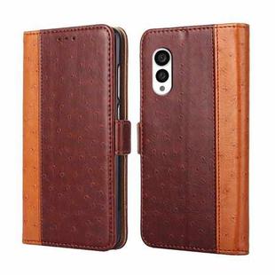 For Fujitsu Arrows N F-51C Ostrich Texture Horizontal Flip Leather Phone Case(Brown)