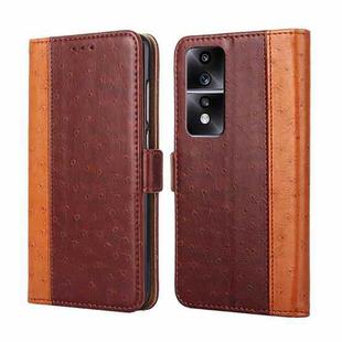 For Honor 80 GT Ostrich Texture Horizontal Flip Leather Phone Case(Brown)