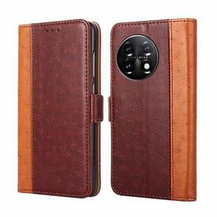 For OnePlus 11 Ostrich Texture Horizontal Flip Leather Phone Case(Brown)