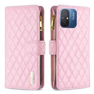 For Xiaomi Redmi 12C Diamond Lattice Zipper Wallet Leather Flip Phone Case(Pink)