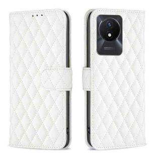 For vivo Y02 4G Diamond Lattice Wallet Leather Flip Phone Case(White)