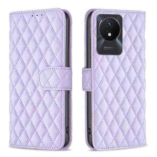 For vivo Y02 4G Diamond Lattice Wallet Leather Flip Phone Case(Purple)