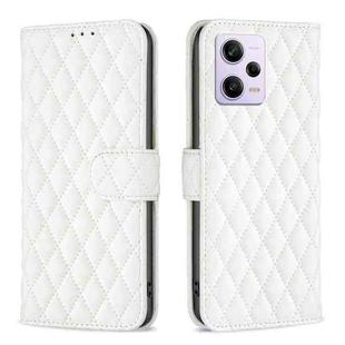 For Xiaomi Redmi Note 12 Pro+ Global Diamond Lattice Wallet Leather Flip Phone Case(White)