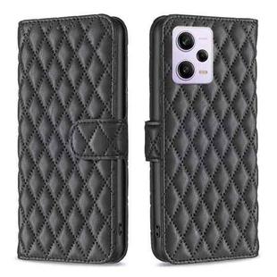 For Xiaomi Redmi Note 12 Pro+ Global Diamond Lattice Wallet Leather Flip Phone Case(Black)
