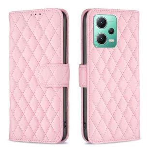 For Xiaomi Redmi Note 12 Global Diamond Lattice Wallet Leather Flip Phone Case(Pink)