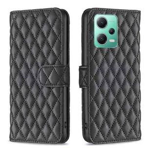 For Xiaomi Redmi Note 12 Global Diamond Lattice Wallet Leather Flip Phone Case(Black)