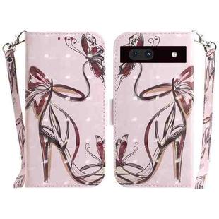 For Google Pixel 7a 3D Colored Pattern Flip Leather Phone Case(Butterfly High-heeled)