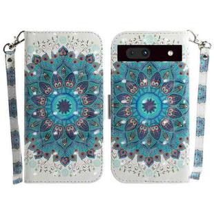 For Google Pixel 7a 3D Colored Pattern Flip Leather Phone Case(Peacock Wreath)
