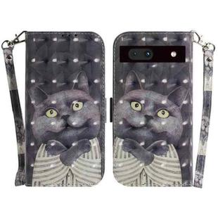 For Google Pixel 7a 3D Colored Pattern Flip Leather Phone Case(Hug Cat)