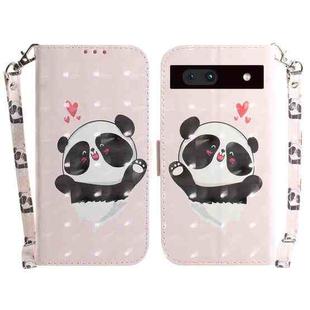 For Google Pixel 7a 3D Colored Pattern Flip Leather Phone Case(Heart Panda)
