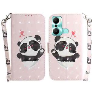 For Infinix Hot 20 Play 3D Colored Pattern Flip Leather Phone Case(Heart Panda)
