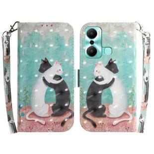 For Infinix Hot 20 Play 3D Colored Pattern Flip Leather Phone Case(Black White Cat)