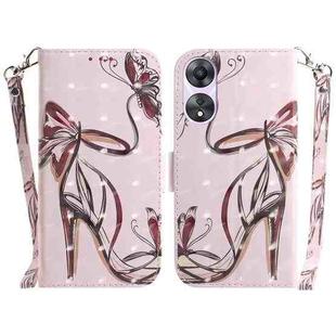 For OPPO A58 3D Colored Pattern Flip Leather Phone Case(Butterfly High-heeled)