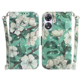For OPPO A58 3D Colored Pattern Flip Leather Phone Case(Watercolor Flower)
