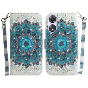 For OPPO A58 3D Colored Pattern Flip Leather Phone Case(Peacock Wreath)