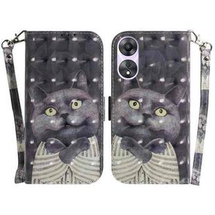 For OPPO A58 3D Colored Pattern Flip Leather Phone Case(Hug Cat)