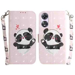 For OPPO A58 3D Colored Pattern Flip Leather Phone Case(Heart Panda)