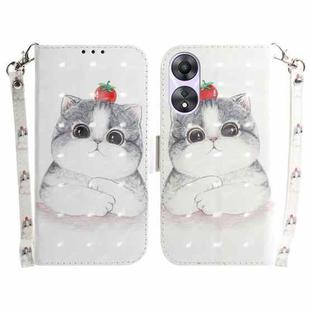 For OPPO A58 3D Colored Pattern Flip Leather Phone Case(Cute Cat)