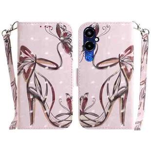 For Tecno Pova 4 Pro 3D Colored Pattern Flip Leather Phone Case(Butterfly High-heeled)