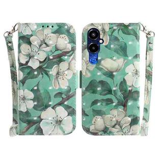 For Tecno Pova 4 Pro 3D Colored Pattern Flip Leather Phone Case(Watercolor Flower)