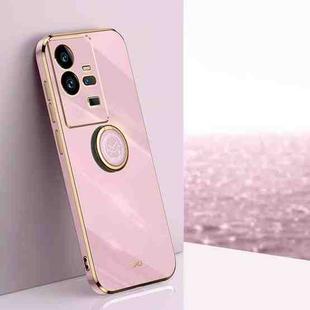 For vivo iQOO 11 Pro 5G XINLI Straight Edge 6D Electroplate TPU Phone Case with Ring Holder(Cherry Purple)