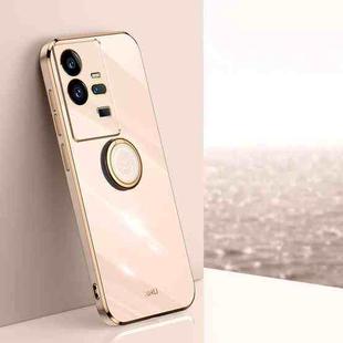 For vivo iQOO 11 Pro 5G XINLI Straight Edge 6D Electroplate TPU Phone Case with Ring Holder(Pink)
