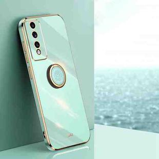 For Honor 80 GT 5G XINLI Straight Edge 6D Electroplate TPU Phone Case with Ring Holder(Mint Green)