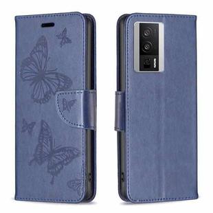 For Xiaomi Redmi K60 / K60 Pro Embossing Two Butterflies Pattern Leather Phone Case(Blue)