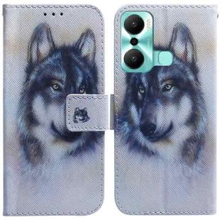 For Infinix Hot 20 Play Coloured Drawing Flip Leather Phone Case(White Wolf)