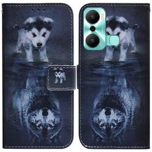 For Infinix Hot 20 Play Coloured Drawing Flip Leather Phone Case(Wolf and Dog)