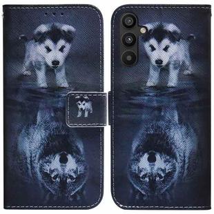 For Samsung Galaxy A34 5G Coloured Drawing Flip Leather Phone Case(Wolf and Dog)