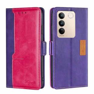 For vivo S16 / S16 Pro Contrast Color Side Buckle Leather Phone Case(Purple + Rose Red)