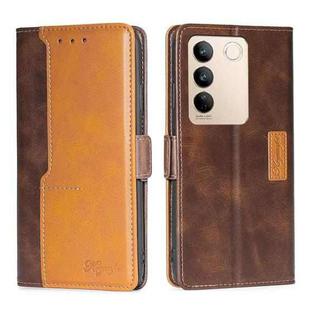 For vivo S16 / S16 Pro Contrast Color Side Buckle Leather Phone Case(Dark Brown + Gold)