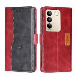 For vivo S16 / S16 Pro Contrast Color Side Buckle Leather Phone Case(Red + Black)