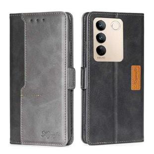 For vivo S16 / S16 Pro Contrast Color Side Buckle Leather Phone Case(Black + Grey)