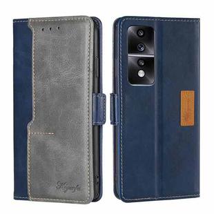 For Honor 80 GT Contrast Color Side Buckle Leather Phone Case(Blue + Grey)