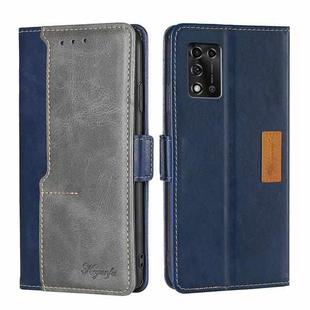 For ZTE Libero 5G III Contrast Color Side Buckle Leather Phone Case(Blue + Grey)