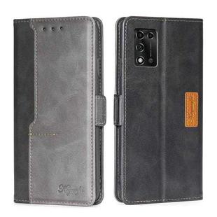 For ZTE Libero 5G III Contrast Color Side Buckle Leather Phone Case(Black + Grey)