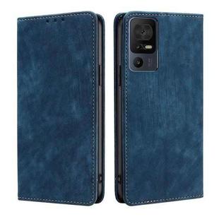 For TCL 40 SE RFID Anti-theft Brush Magnetic Leather Phone Case(Blue)