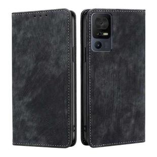 For TCL 40 SE RFID Anti-theft Brush Magnetic Leather Phone Case(Black)