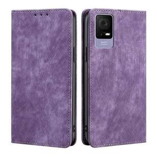 For TCL 405 / 406 / 408 RFID Anti-theft Brush Magnetic Leather Phone Case(Purple)