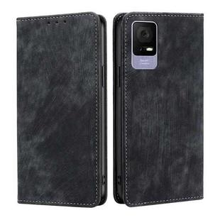 For TCL 405 / 406 / 408 RFID Anti-theft Brush Magnetic Leather Phone Case(Black)