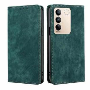 For vivo S16 / S16 Pro RFID Anti-theft Brush Magnetic Leather Phone Case(Green)