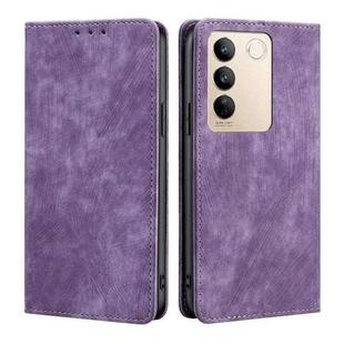 For vivo S16 / S16 Pro RFID Anti-theft Brush Magnetic Leather Phone Case(Purple)