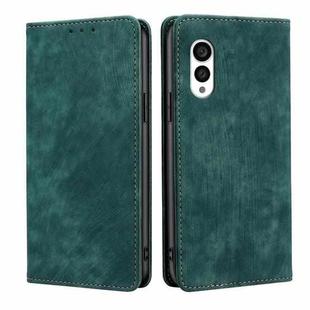 For Fujitsu Arrows N F-51C RFID Anti-theft Brush Magnetic Leather Phone Case(Green)