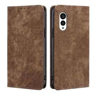 For Fujitsu Arrows N F-51C RFID Anti-theft Brush Magnetic Leather Phone Case(Brown)