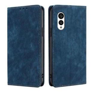 For Fujitsu Arrows N F-51C RFID Anti-theft Brush Magnetic Leather Phone Case(Blue)