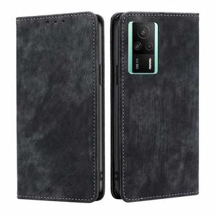 For Xiaomi Redmi K60E RFID Anti-theft Brush Magnetic Leather Phone Case(Black)