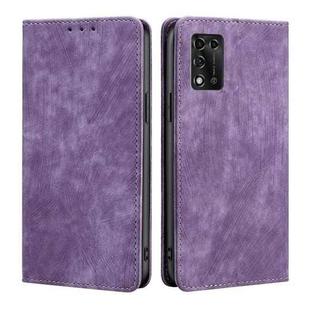 For ZTE Libero 5G III RFID Anti-theft Brush Magnetic Leather Phone Case(Purple)